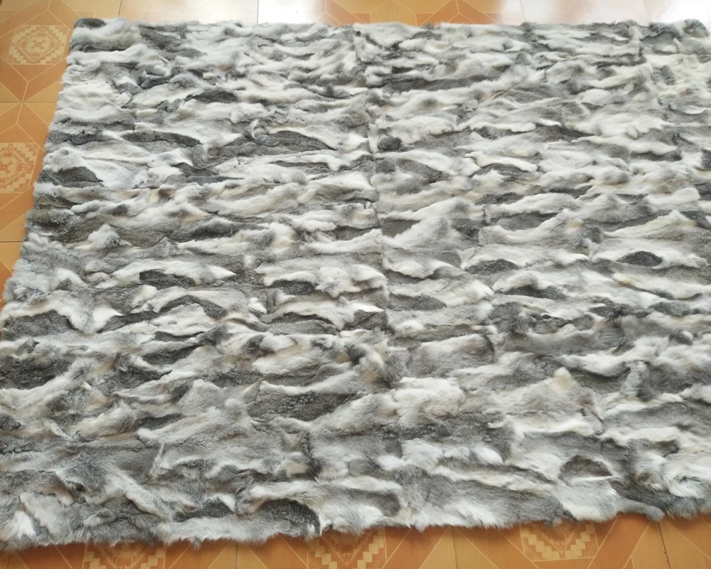 Лоскутное одеяло из меха кролика подлинный натуральных мех ковер ковры для
