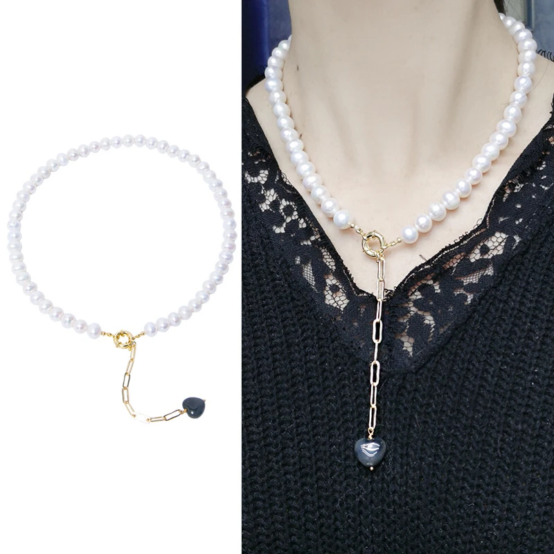 

Ожерелье из натурального пресноводного жемчуга с золотым покрытием, модные очаровательные украшения, ювелирные изделия, Подарок на годовщину вечерние вечеринку, свадьбу, для женщин и девушек, 2 шт./лот