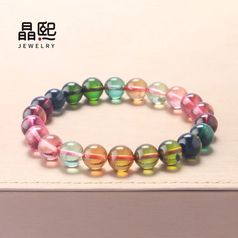 Браслет женский из арбуза и турмалина ожерелье цепочки 18 К натурального