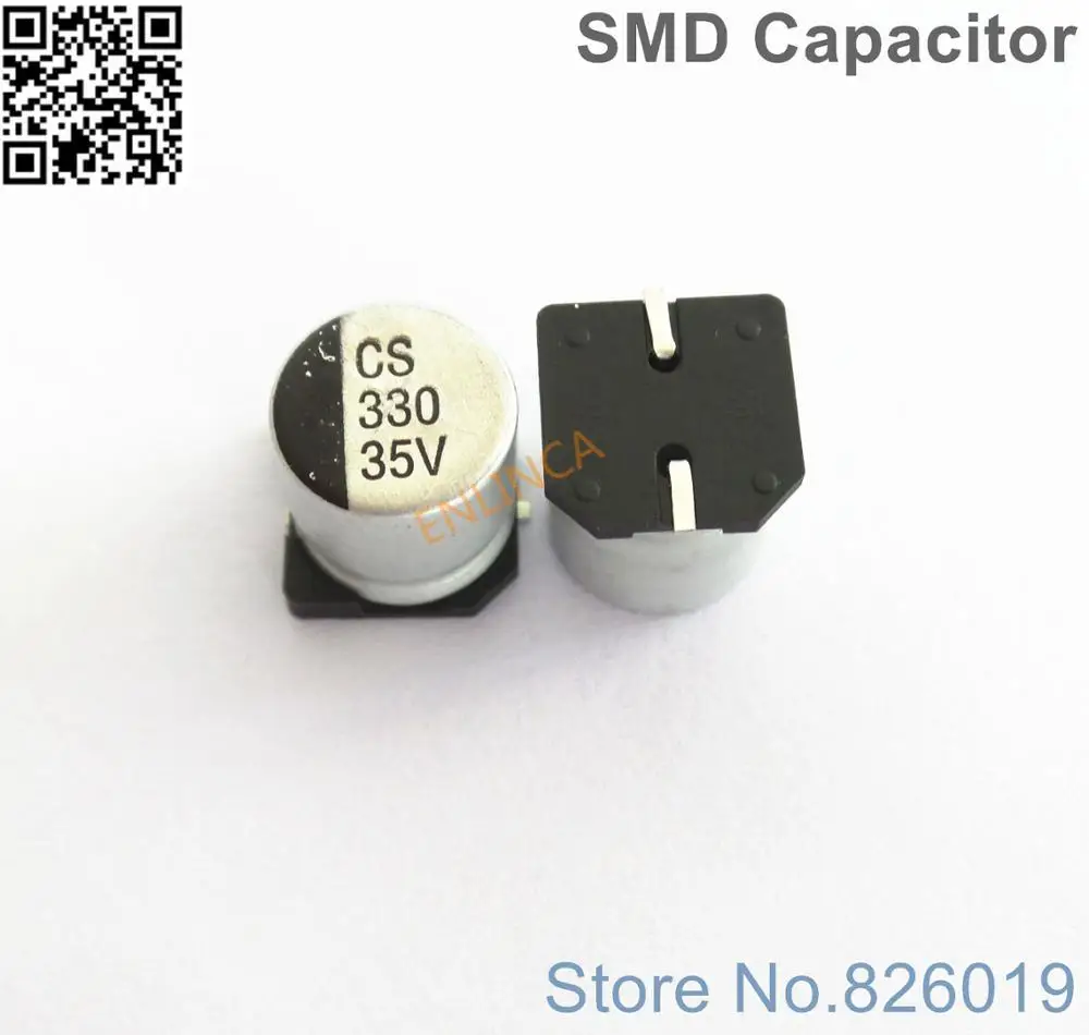

6 шт./лот 35 в 330 мкФ SMD алюминиевые электролитические конденсаторы размер 10*10,5 330 мкФ 35 в