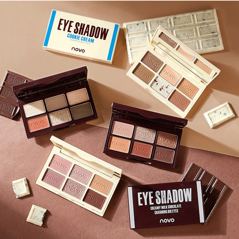 

6 Colors Eye Shadow Chocolate Matte Shimmer Palette Natural Shimmer Glitter Waterproof Eye Shadow Palette Powder Eye Cosmetic