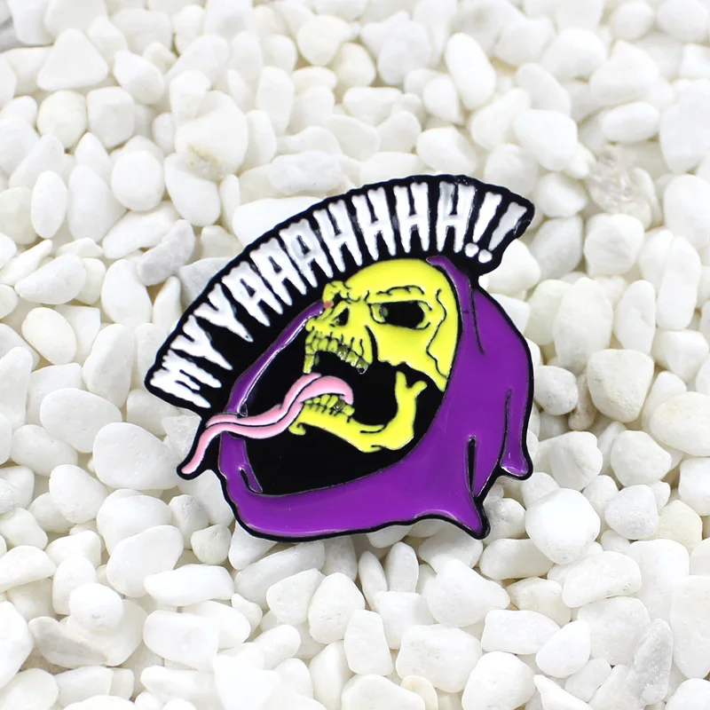 

Пурпурный тюрбан смешанного дизайна, длинный язык, Череп, триллер, личная капельная масляная брошь, популярные украшения в европейском и ам...