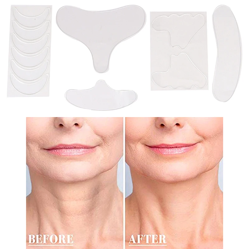 

11 Pcs Anti Wrinkle Forehead Chest Sticker Tool Sets Reusable Silicone Face Neck Neck Pad Patch Wholesale
