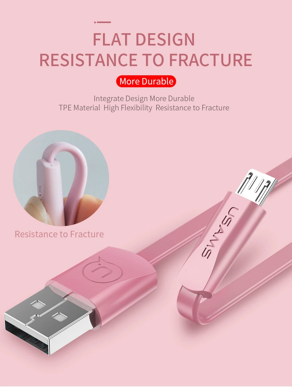 USAMS 2A кабель Micro USB для быстрой зарядки, синхронизации данных Кабель microusb для samsung Xiaomi huawei Android мобильный телефонный кабель micro USB шнур