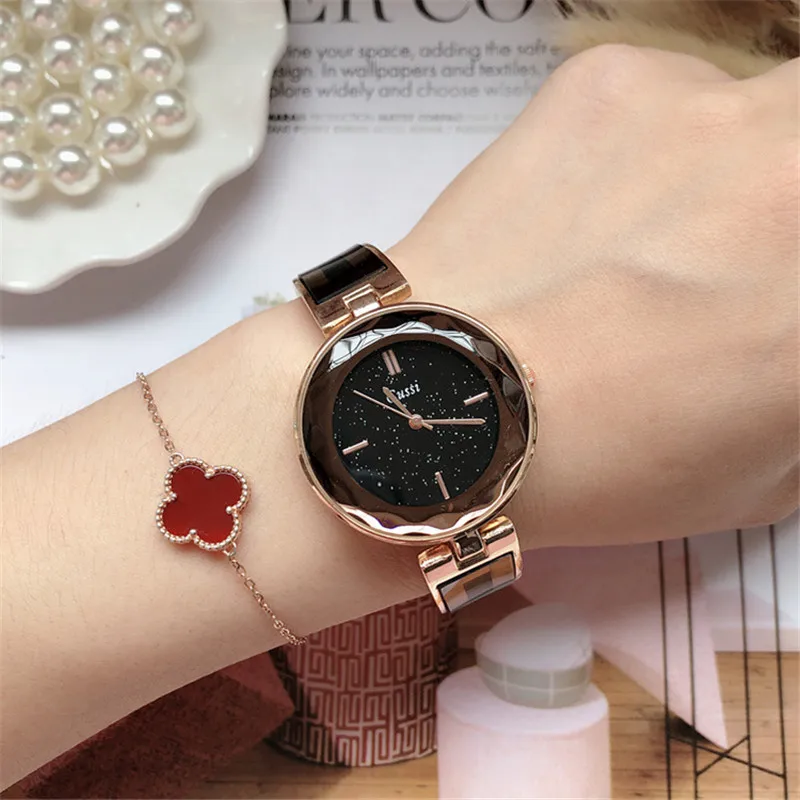 Часы Cussi женские с золотым браслетом роскошные наручные часы ведущей марки