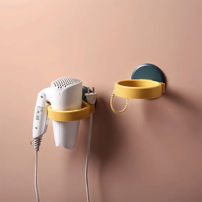 

High Quality Wall-mounted Hair Dryer Holder Storage Organizer For Hairdryer Shelf ABS Bathroom Shelf Hairdryer Holder Rack