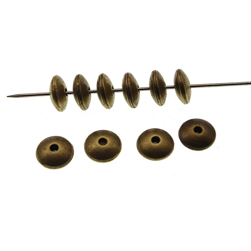 

20pcs/lot Bronze Color Oval UFO Shape Beads Metal Loose Spacer Beads for Jewelry Making, Hole 1.5MM fits Bracelet DIY Findings