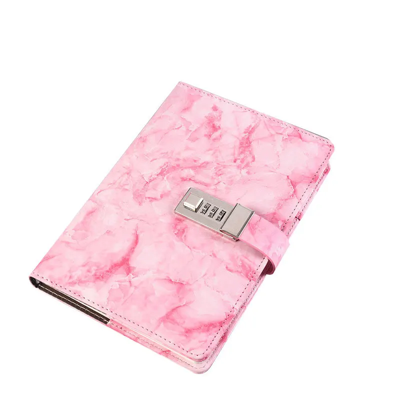 

New Password Notebook Marble Texture 100 Sheets Personal Diary With Lock Code Thick Notepad Leather Office School Supplies Gift