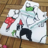 1 piece 45x70cm christmas dogs printed cotton towels thicken face hand hair bath towel home hotel travel general use
