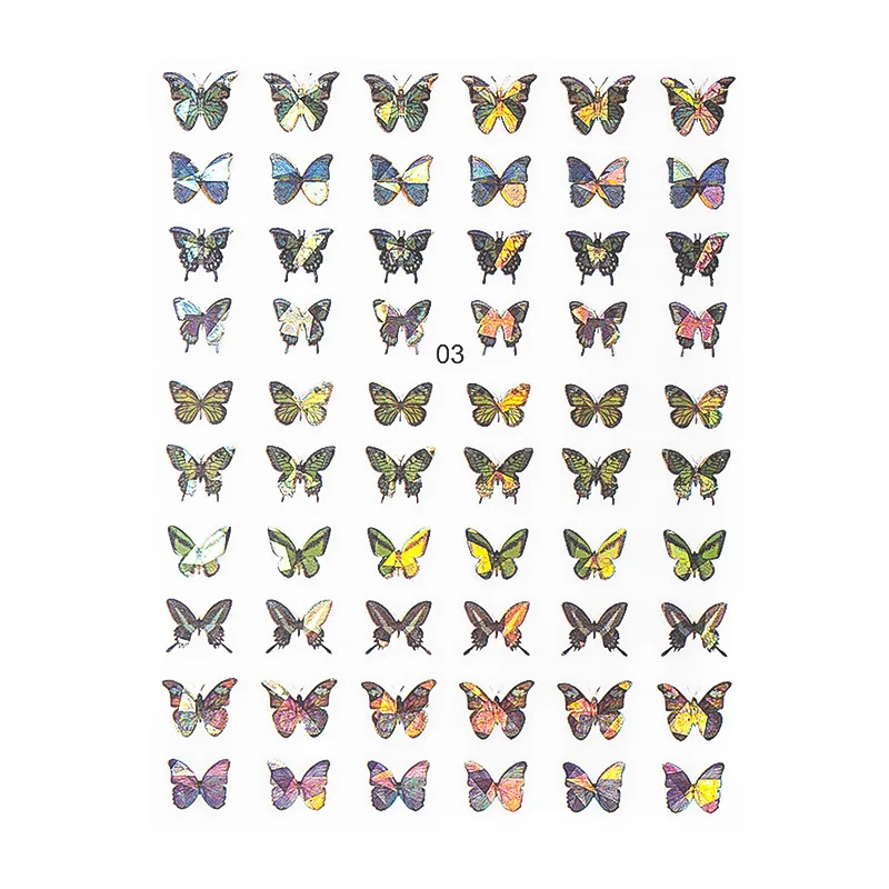 

2pcs per lot Nail Stickers Internet Hot 3D Ultra-Thin Waterproof Nails Decorative Cross-Border Hot Laser Butterfly Nail Sticker