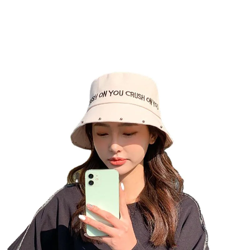 

Women Cotton Bucket Hats Summer Printing Sunshade Letter Fisherman Hat Cap For Femme Outdoor Travel sombreros de mujer 2021