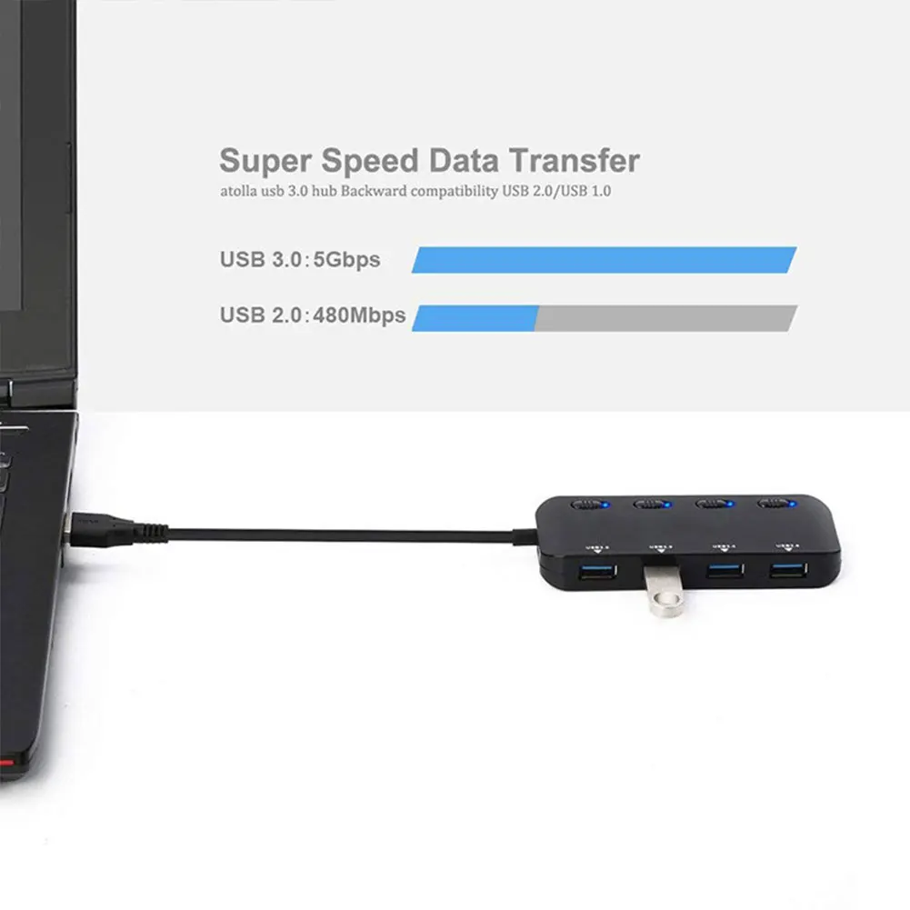 

Micro High Speed 4 Port Splitter USB Hub Tablet Laptop Computer Notebook