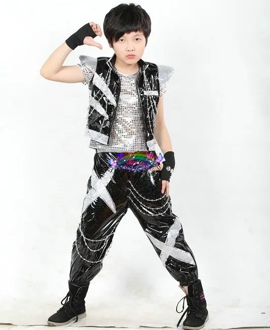 Новый стиль детский уличный танец хип хоп сценический костюм яркая кожаная