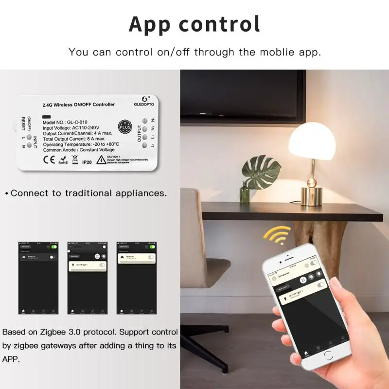 

Smart Switch Zigbee3.0 Wireless On/Off Controller Phone Smart Home APP Remote Control Work With Amazon Alexa Google Home Echo