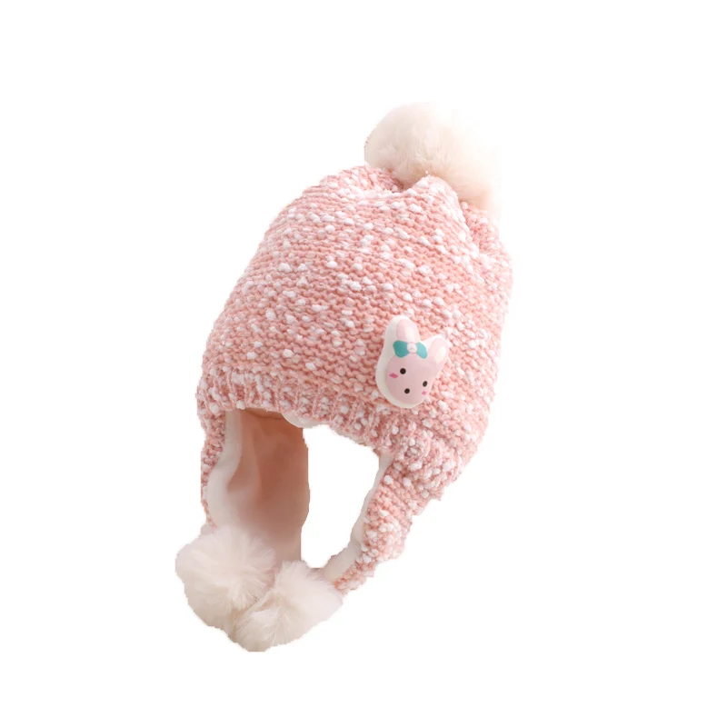 

Baby ear protection hat autumn and winter girl woolen hat plus velvet to keep warm
