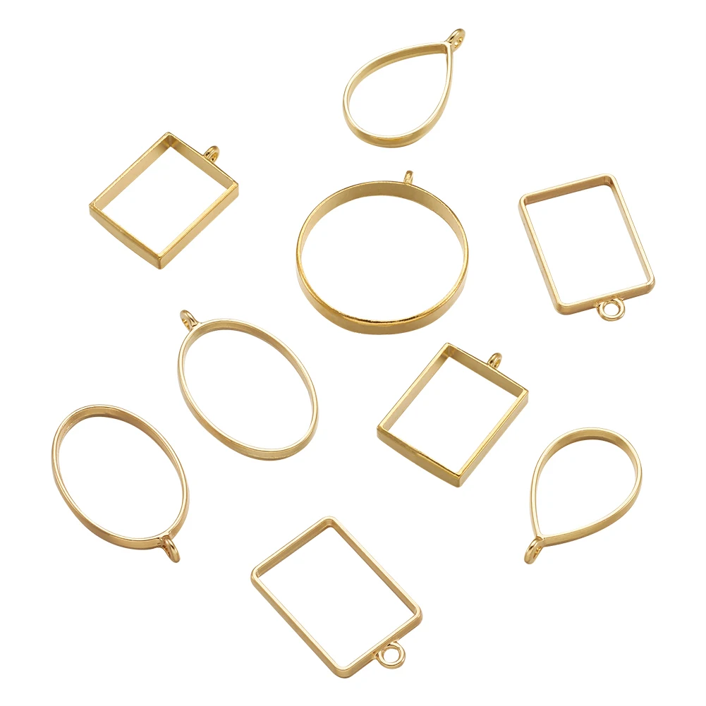 

25pcs/set Alloy Open Back Bezel Big Pendants Geometric Frame Charms For DIY UV Epoxy Resin Pressed Flower Jewelry Making