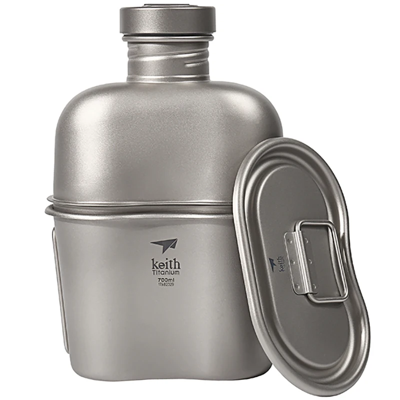 

Keith Pure Titanium Kettle Outdoor Camping Climbing Army Kettle Large Capacity Kettle Set With Lunch Box Can Boil Water Ti3060