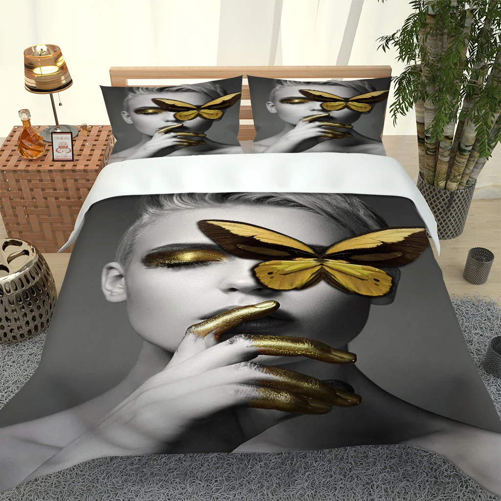 

2020 Hot Style Bedding Set 3d Digital Butterfly Beauty Pattern 2/3pcs Duvet Cover Set Single Twin Double Full Queen King Bedding