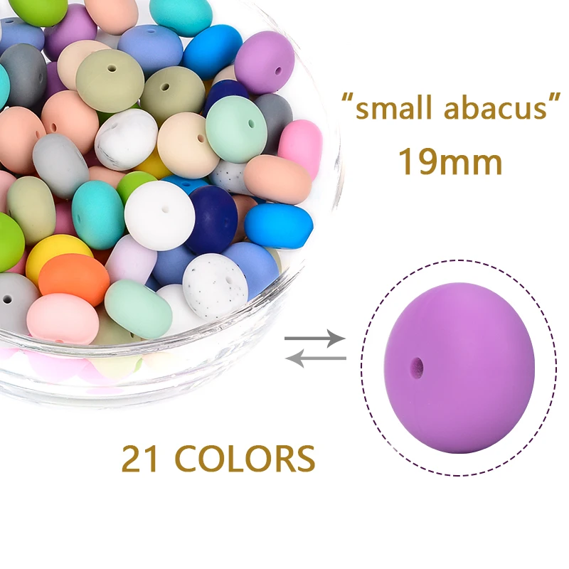 LOFCA-Cuentas de silicona Abacus de 19mm, sin BPA, lentejas suaves y masticables, mordedor org&aacute;nico para collar, juguetes para dentici&oacute;n de beb&eacute;, cadena DIY-1