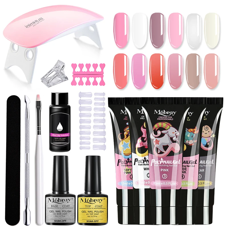 15ml Poly UV Gel Manicure Set Extend Builder Poly Nail Gel Kits Finger Nail Extension LED Acrylic Nail Gel Base And Top Coat Set