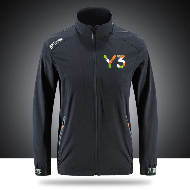 

3Y Johji Yamamoto Breathable Brand Jackets Men's Outdoor Zippered Light Soft Casual Front Printing sportswear jackets N05
