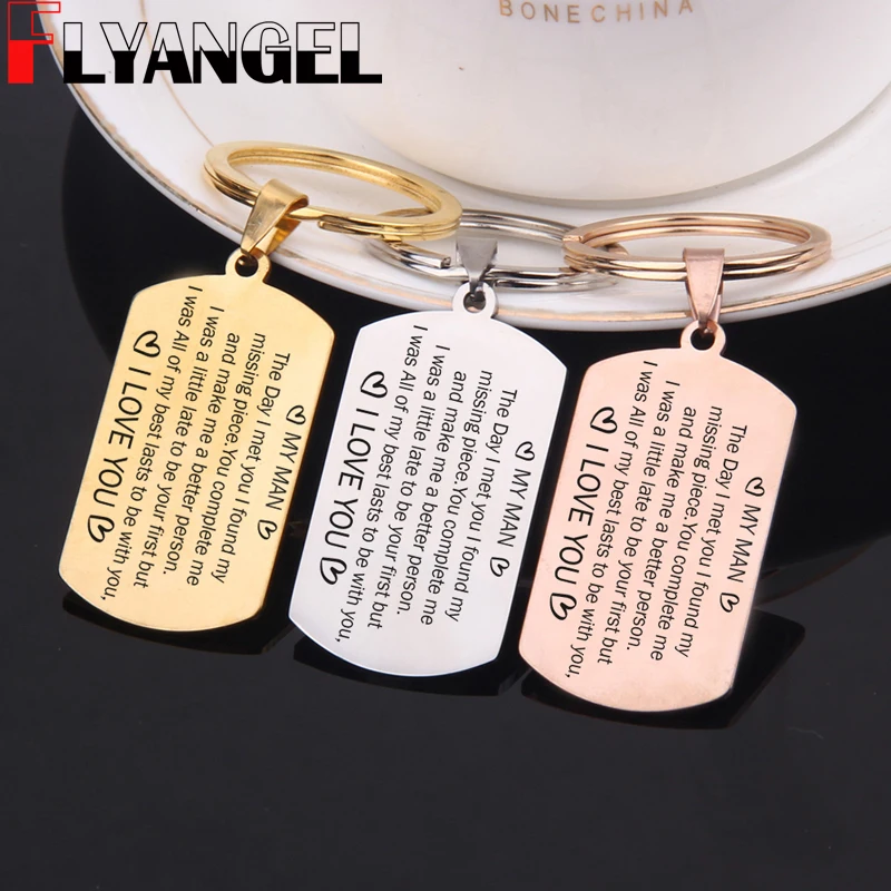 FLYANGEL брелок из нержавеющей стали с гравировкой мой человек я люблю тебя модный