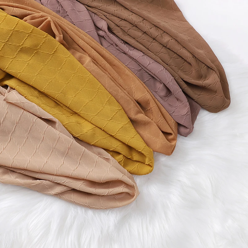 

Обычная шаль из хлопка и вискозы, длинная шаль, шифоновый шарф-пузырь с плиссированным клетчатым шарфом, Солнцезащитный аксессуар