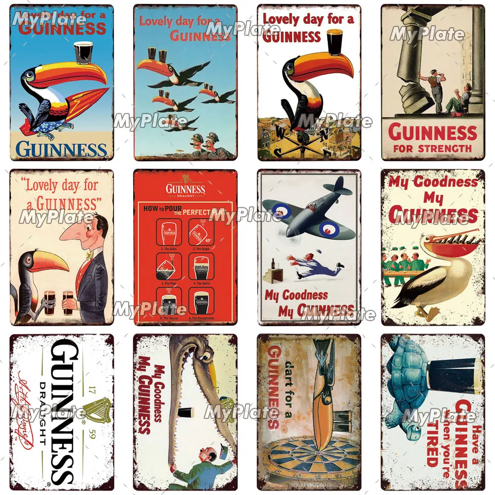 Винтажные металлические знаки Guinness пиво оловянный знак металлическая табличка