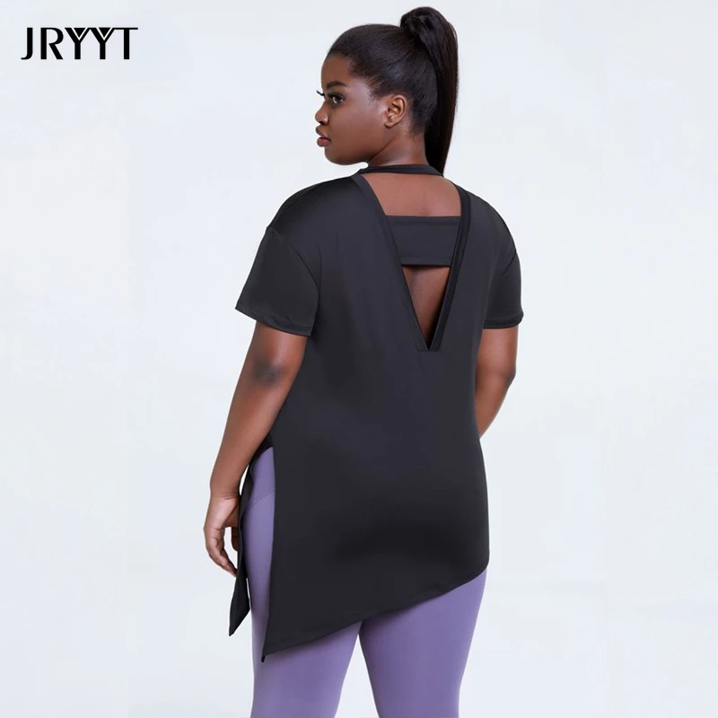 JRYYT размера плюс 4XL Одежда для активного отдыха топы тренировок женская рубашка