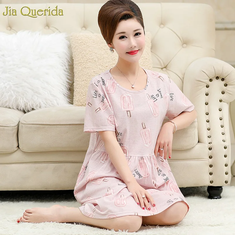 Одежда для сна женская летняя ночная рубашка плюс размер 2019 модная розовая с