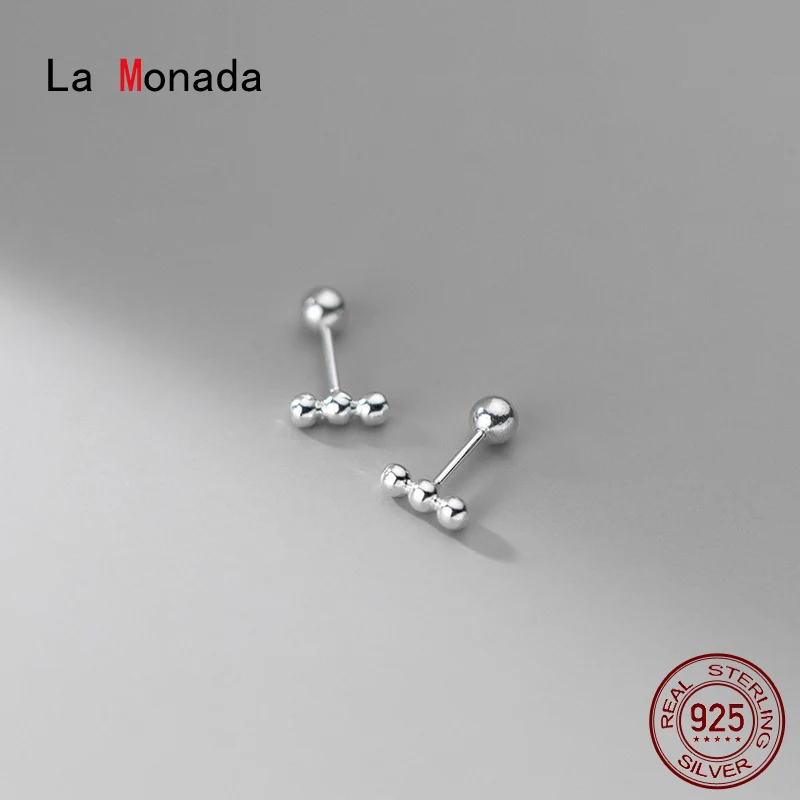 

Ла Monada женские серебряные серьги 925 серьги-гвоздики три мяча маленькие серьги для девочек корейские сережки-шпильки симпатичная женщин ювелирные изделия