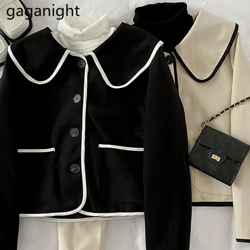 

Куртка Gaganight Женская с длинным рукавом, модный свободный стильный темпераментный топ в студенческом стиле, с кукольным воротником, Осень-зи...