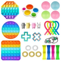 rainbow fidget sensory toys stress anxiety relief autism toys set girl push kits bubble decompression gift for kids adults