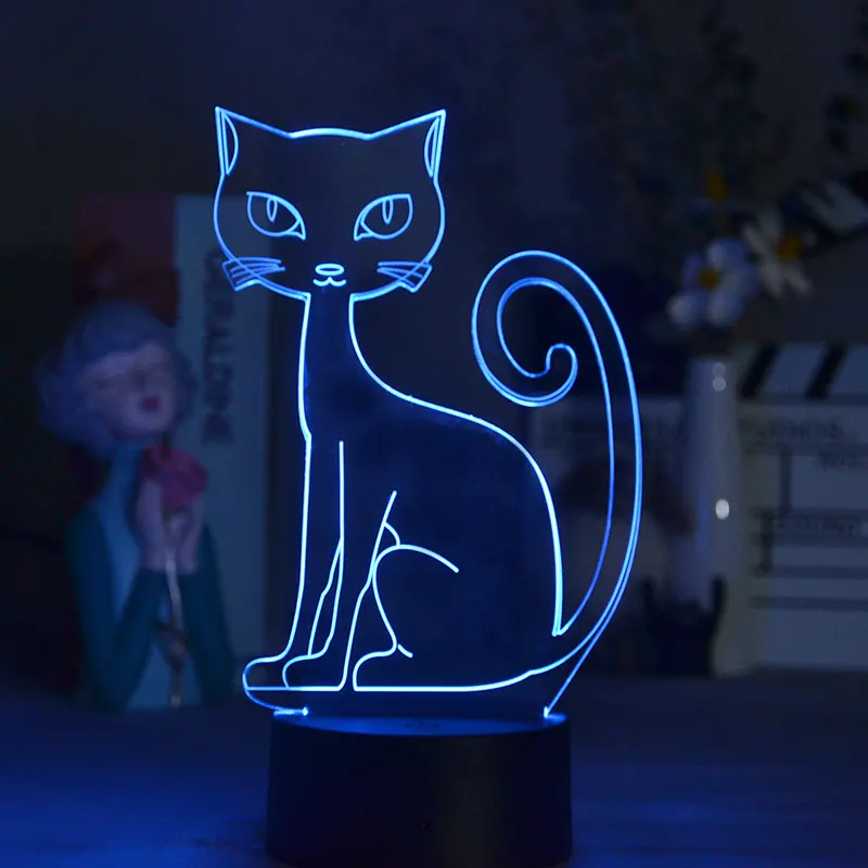 3D детский ночной Светильник для детей с изображением милого котика украшения