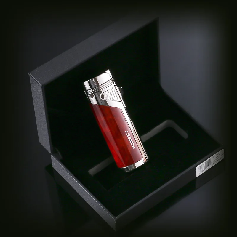 Зажигалка для сигар Бутан фонарь зажигалка с 4 струями Красного пламени