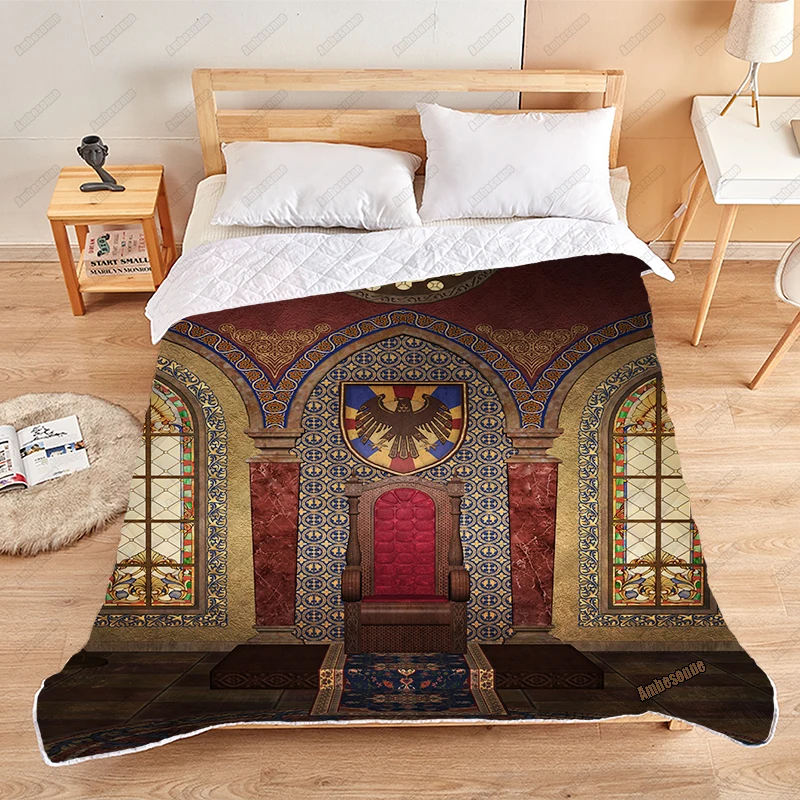 

Vintage Eagle Logo Print on Demand Summer Quilt Medieval Throne Coverlet Thin Quilts Custom Blanket Bedspread Dorm Covers