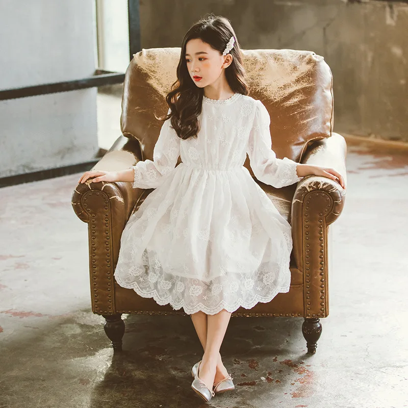 Белые хлопковые платья с цветочным узором для девочек на свадьбу; вечерние платья для первого причастия; кружевное платье с бабочкой; платье для причастия для девочек