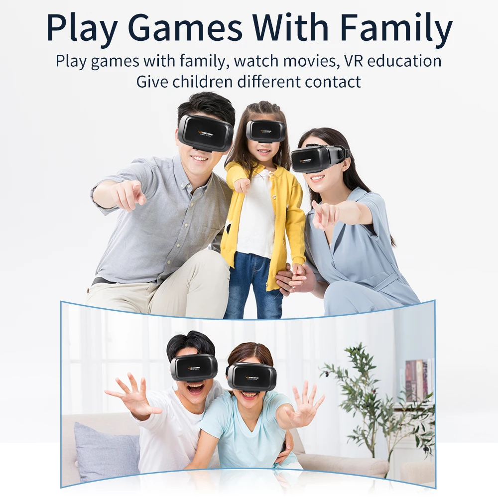 Original 3D Virtual Reality VR Glasses Support 0-600 Myopia Binocular Glass Headset for 4-6.6 Inch IOS Android Smartphone | Электроника