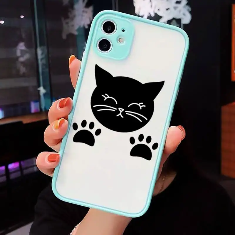 

Cute cat scratching Phone Case matte transparent For blue iPhone 7 8 x xs xr 11 12 pro plus max mini Clear Funda