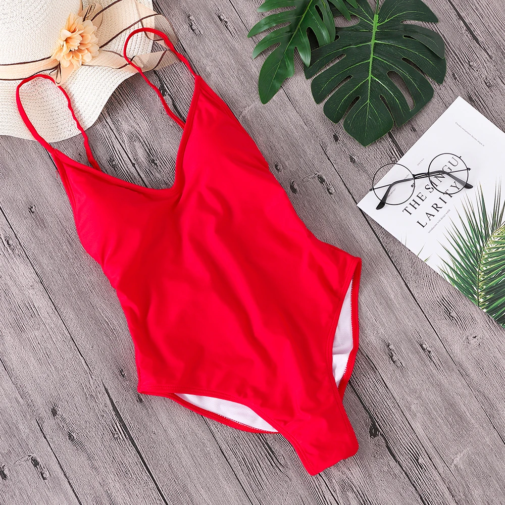 Solid Bandage Bikinis Women One Piece Swimwear Sexy Backless Bikini Set Monokini Swimsuit Brazilian Bathing Suit Biquini Mujer |