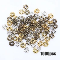 1000pcs 4mm tibetan gold silver tone circle flower metal spacer beads for needlework round daisy wheel charms for jewelry making