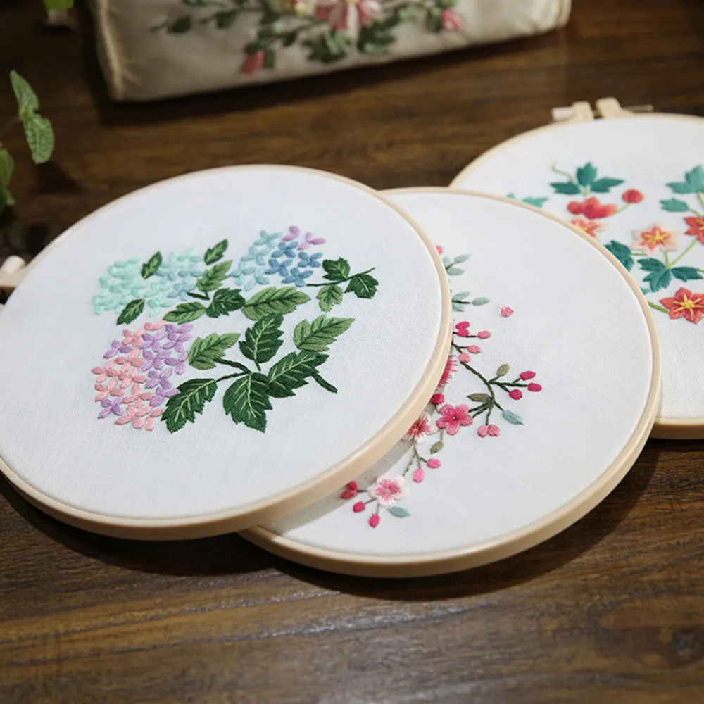 

Floral Unfinished Beginner Hand-stitched Embroidery Kit Printed Needlework Cross Stitch Set Thread Tools Crafts Material Package