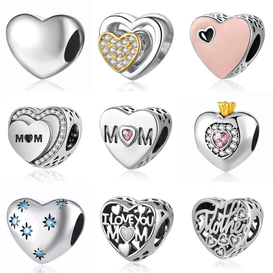 Аутентичные S925 стерлингового серебра бисера DIY ювелирные изделия в честь мамы