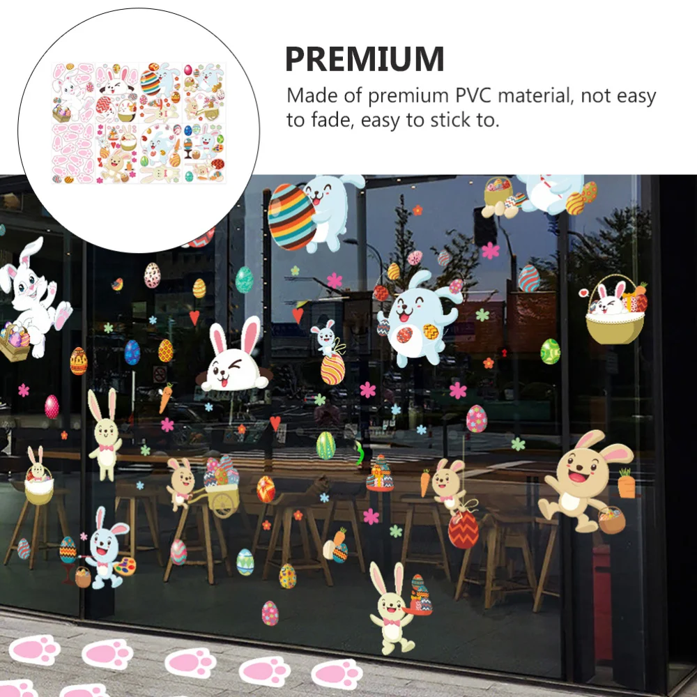 

8pcs Adhesive Easter Wall Decal Decorative Pasting Graffiti Home Decor Supply