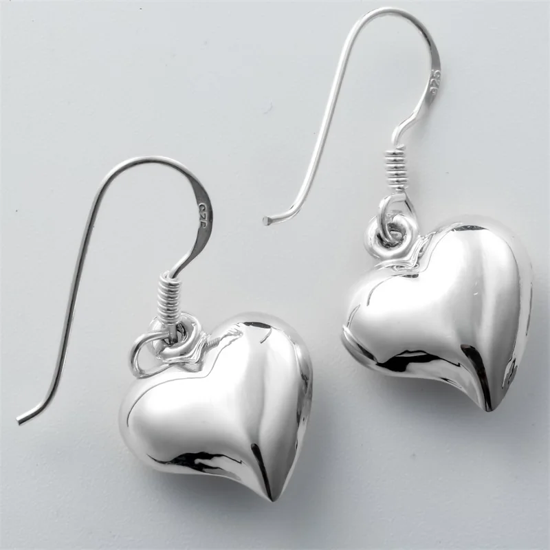 Серьги-подвески в форме сердца из стерлингового серебра 925 пробы байкерские
