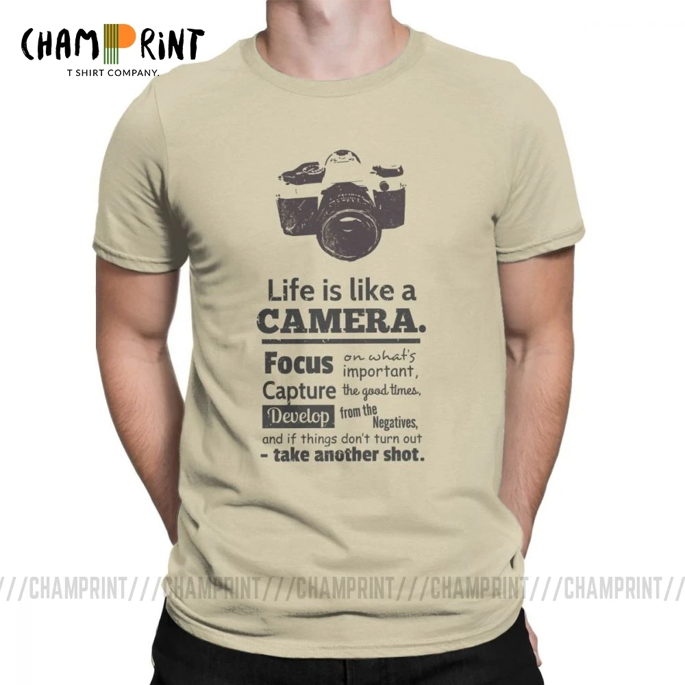 Винтажные шикарные футболки Life Is как камера для мужчин хлопковая футболка