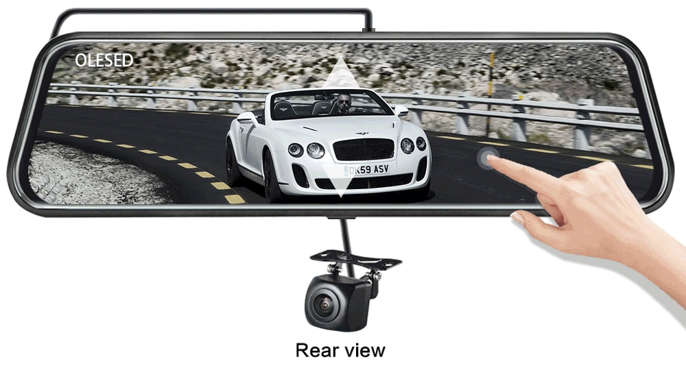 OLESED T95 10 ips сенсорный экран поток зеркало заднего вида автомобиля Dvr зеркало тире камера Dash Cam двойная камера для автомобиля Full Hd привод рекордер