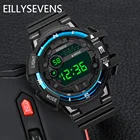 Часы наручные Цифровые мужские в стиле милитари, модные светодиодные водонепроницаемые спортивные, для плавания, с резиновым ремешком, с отображением даты и будильником, 50 м
