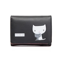 womens wallet cartoon animal tri fold buckle female cute pu leather solid color coin purses ladies card holder mini clutch bag
