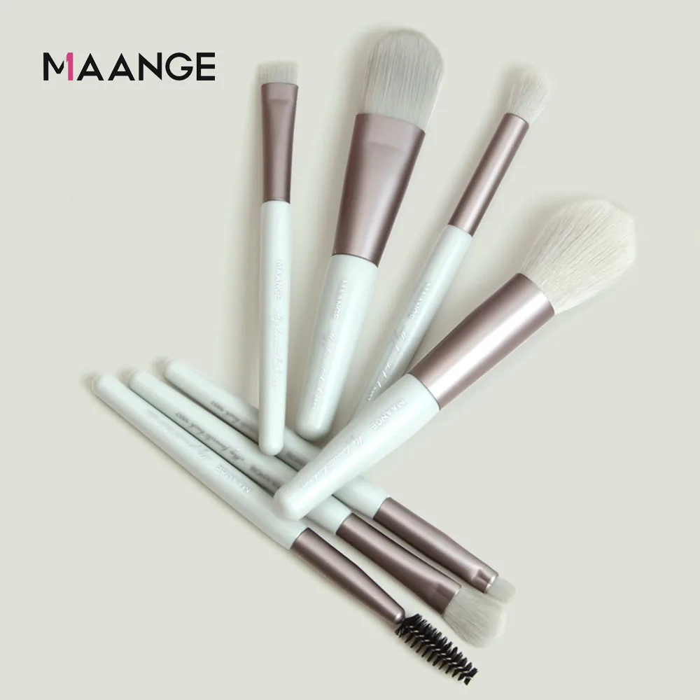 MAANGE 7 Pcs Makeup Brushes Set Professional Foundation Powder Eyeshadow Blush Blending Brush Wood Handle Cute Make Up Tools New | Красота и